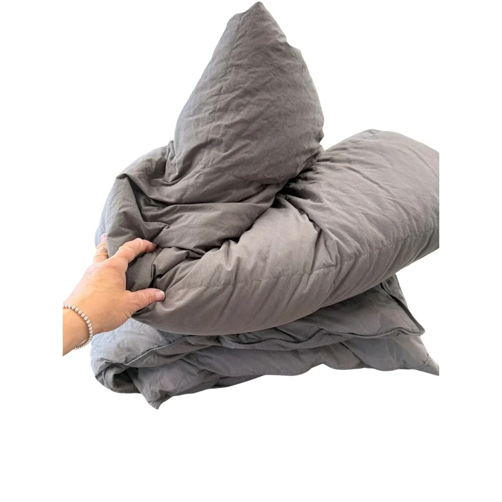 Gray Quilted Down Alternative Comforter Full Queen Box Stitch Bedding Gray